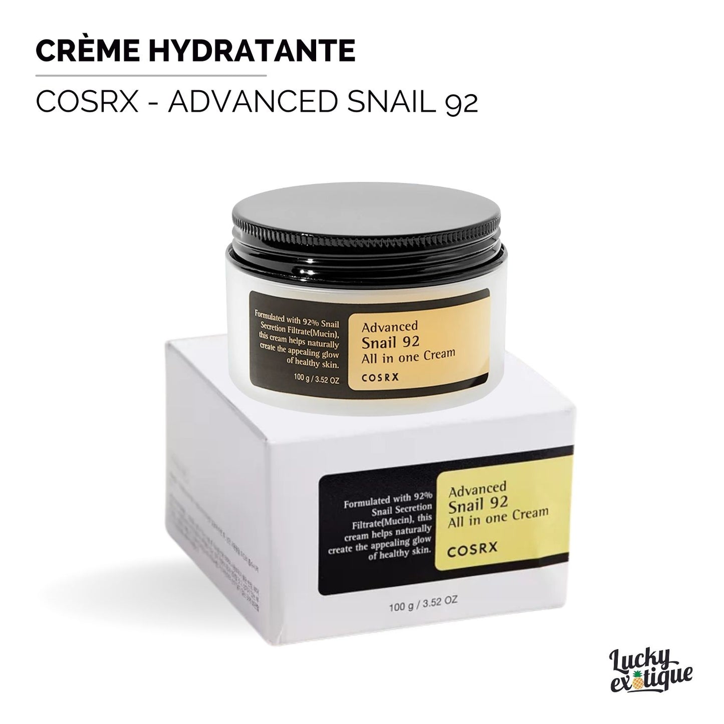 COSRX - Advanced Snail 92 : Hydratation Intense, Réparation, Anti-Âge - Idéal pour Tous les Types de Peau