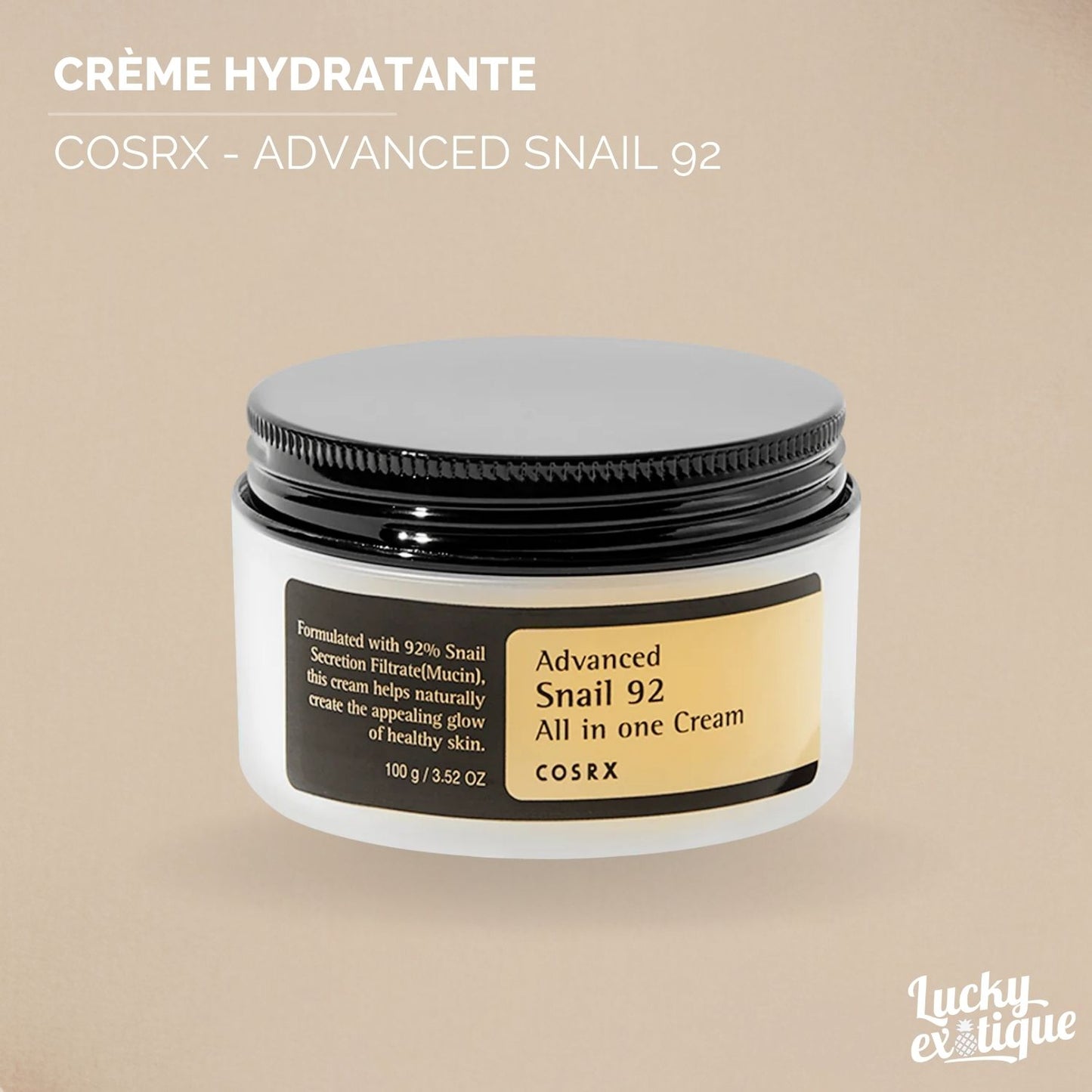 COSRX - Advanced Snail 92 : Hydratation Intense, Réparation, Anti-Âge - Idéal pour Tous les Types de Peau