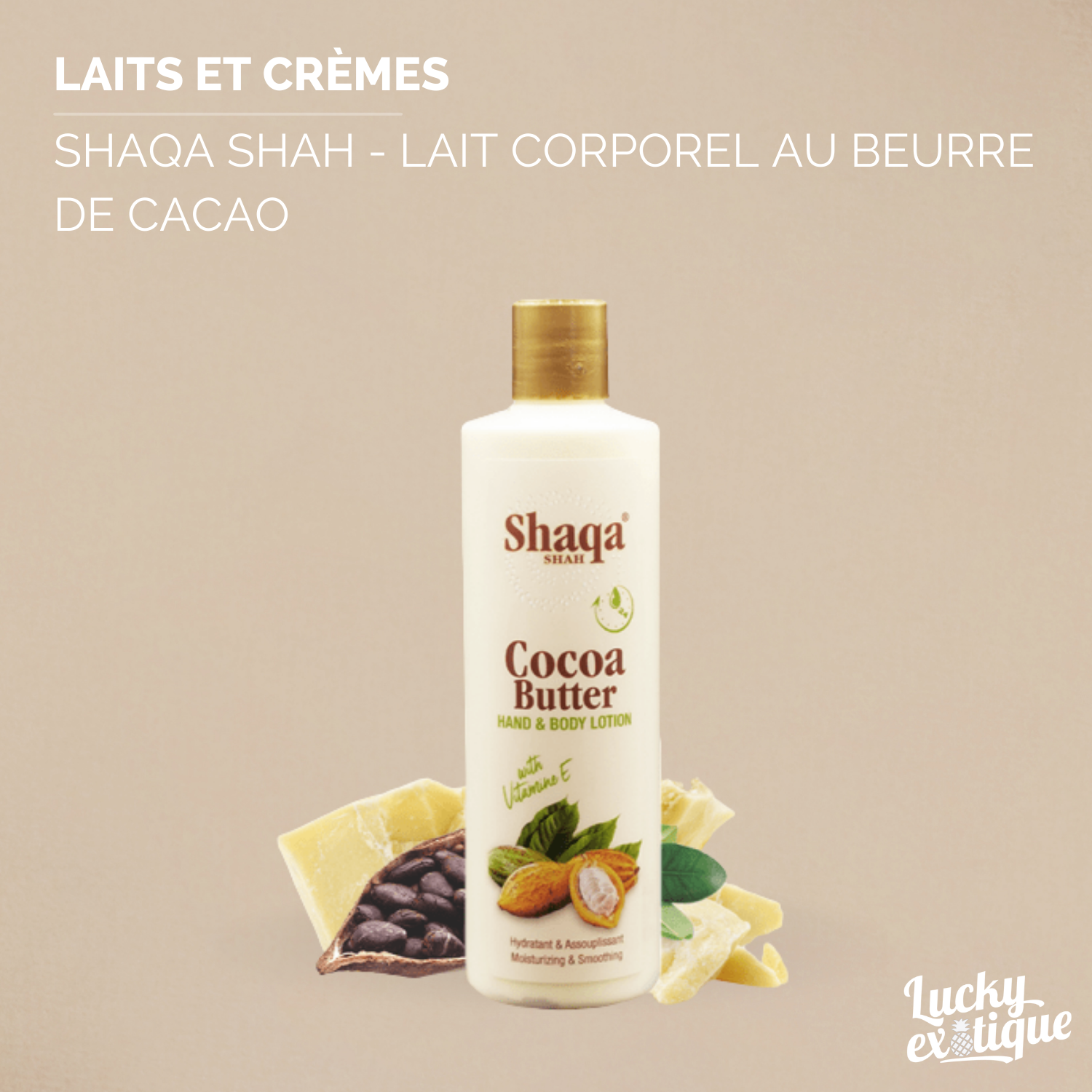 SHAQA SHAH - Lait corporel à base de beurre de cacao 1L